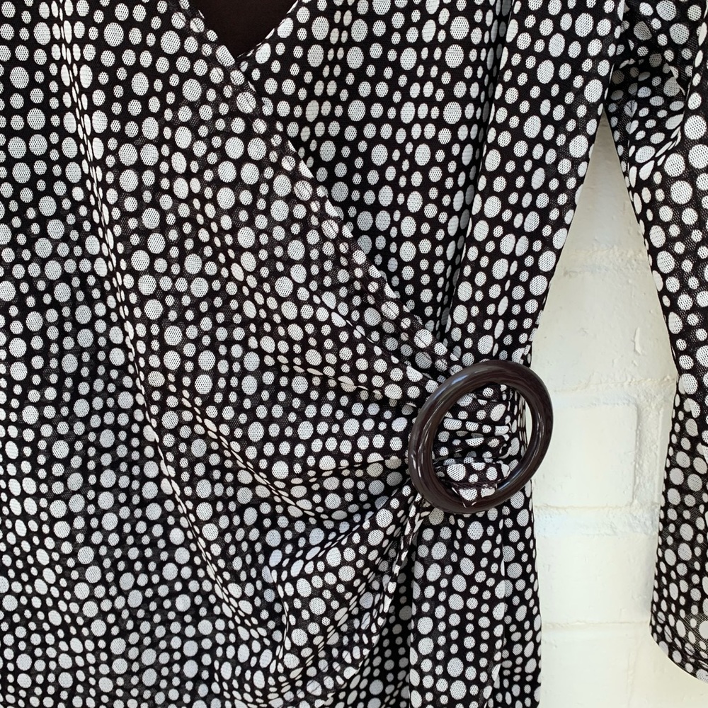 Notations Brown Patterned Wrap Buckle Blouse - image 8